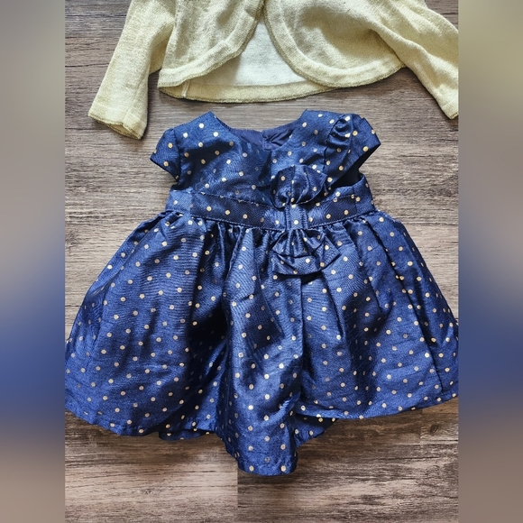 Carter's 3 Month Golden Polka Dot Navy Special Occasions Dress Set - Picture 2 of 4